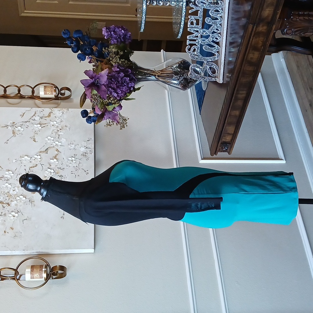 Frederick's of Hollywood Cocktail Teal Sheer Illusions Mini Dress. Size M - Picture 8 of 17